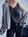 Leopard Print Knit Cardigan with Dropped Shoulder Sleeves