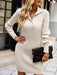 Knit Button-Up Sweater Dress with Elegant Front Detail for Women