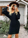 Off-The-Shoulder Knit Sweater Dress with V-Neck for Women