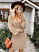 Off-The-Shoulder Knit Sweater Dress with V-Neck for Women