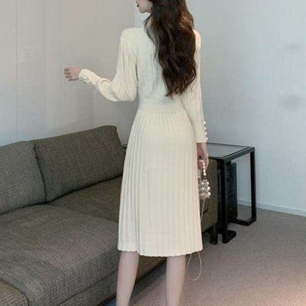 Elegant French-Inspired Women's Knitted Dress with Skirt by Jakoto