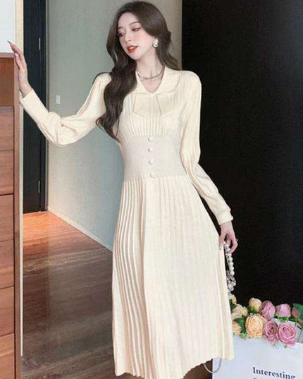 Elegant French-Inspired Women's Knitted Dress with Skirt by Jakoto