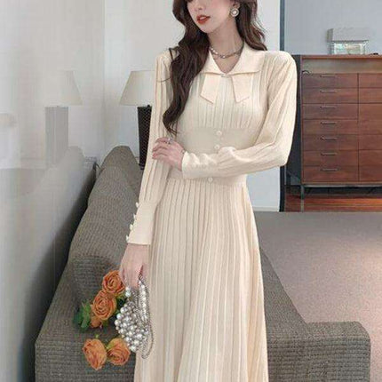 Elegant French-Inspired Women's Knitted Dress with Skirt by Jakoto