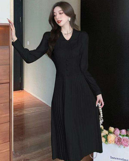 Elegant French-Inspired Women's Knitted Dress with Skirt by Jakoto