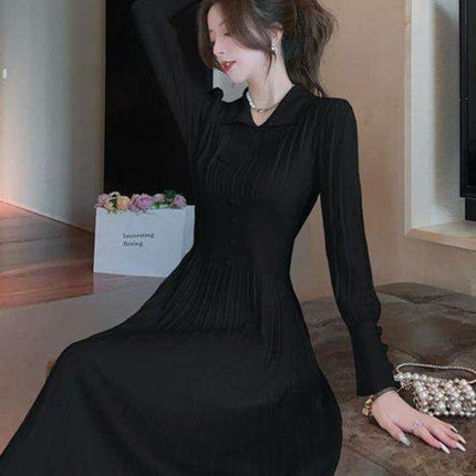 Elegant French-Inspired Women's Knitted Dress with Skirt by Jakoto