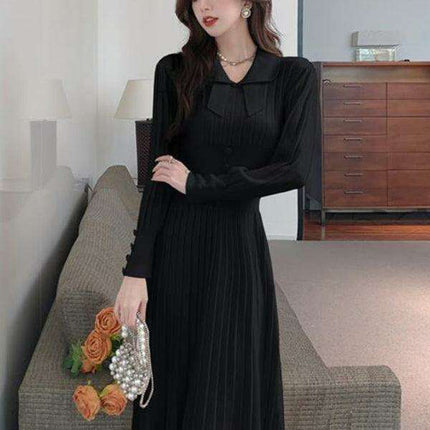 Elegant French-Inspired Women's Knitted Dress with Skirt by Jakoto