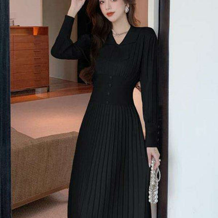 Elegant French-Inspired Women's Knitted Dress with Skirt by Jakoto