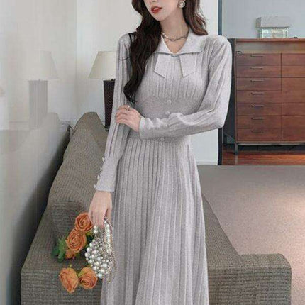 Elegant French-Inspired Women's Knitted Dress with Skirt by Jakoto