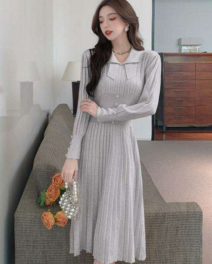 Elegant French-Inspired Women's Knitted Dress with Skirt by Jakoto