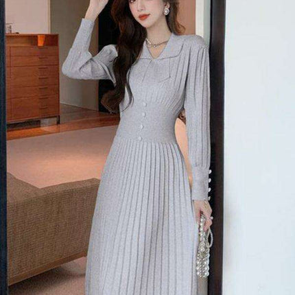 Elegant French-Inspired Women's Knitted Dress with Skirt by Jakoto