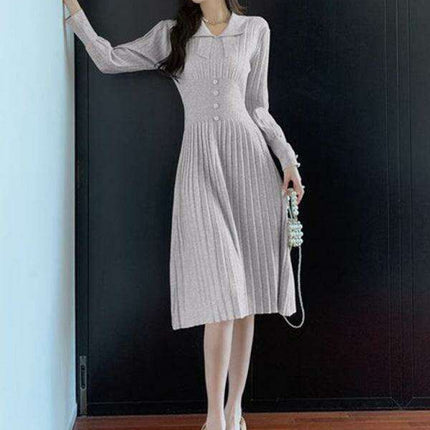Elegant French-Inspired Women's Knitted Dress with Skirt by Jakoto