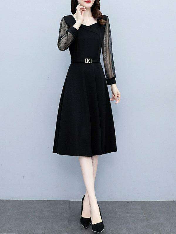 Elegant Long Sleeve Lace Collar Dress for Women