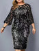 Elegant Plus Size Sequin Dress with Ruffle Sleeves