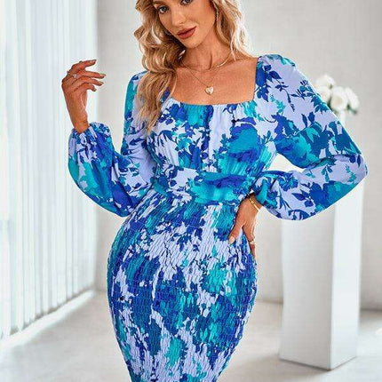 Elegant Printed Dress with Stylish Raglan Sleeves - Fashion Essential for Women