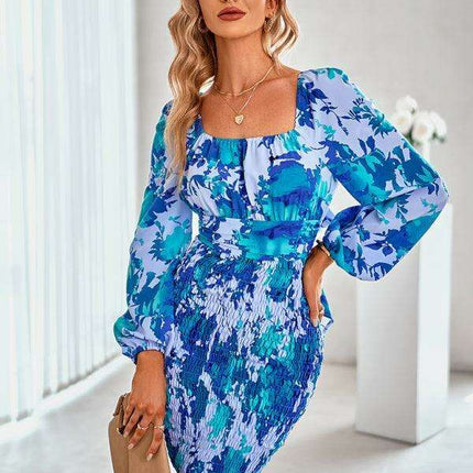 Elegant Printed Dress with Stylish Raglan Sleeves - Fashion Essential for Women