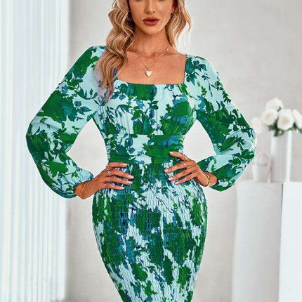 Elegant Printed Dress with Stylish Raglan Sleeves - Fashion Essential for Women