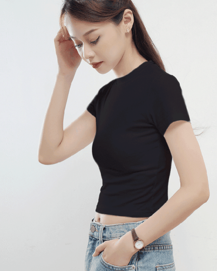 Stylish Women's Essential Cotton Blend Short Sleeve Top