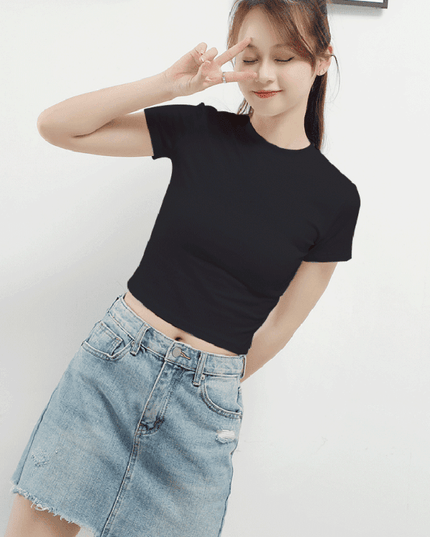 Stylish Women's Essential Cotton Blend Short Sleeve Top