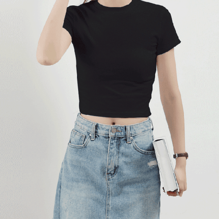 Stylish Women's Essential Cotton Blend Short Sleeve Top