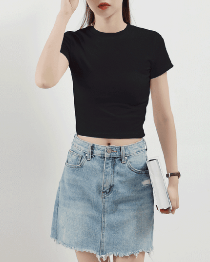 Stylish Women's Essential Cotton Blend Short Sleeve Top