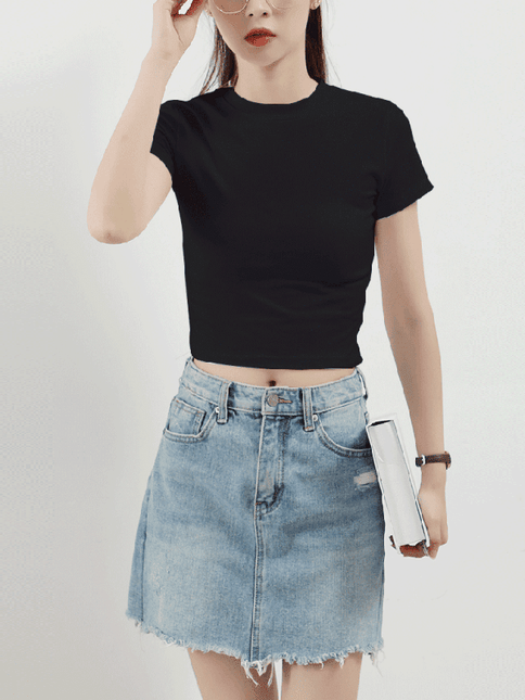 Stylish Women's Essential Cotton Blend Short Sleeve Top