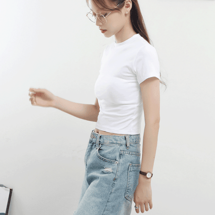 Stylish Women's Essential Cotton Blend Short Sleeve Top