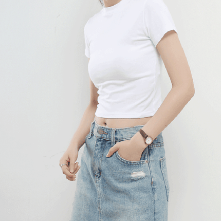 Stylish Women's Essential Cotton Blend Short Sleeve Top