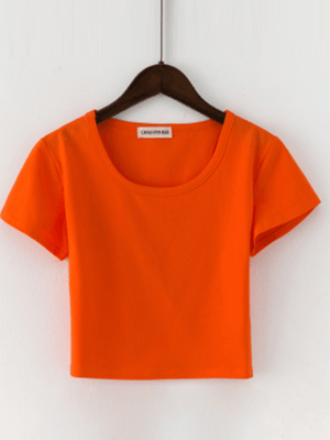 Women's Crew Neck Short Sleeves Tops-kakaclo-Orange Red-S-Très Elite