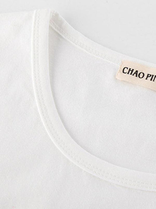 Chic Cotton Blend Crew Neck Women's T-Shirt