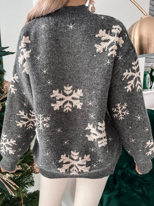Festive Snowflake Women's Christmas Sweater: Stay Warm and Cozy in Style