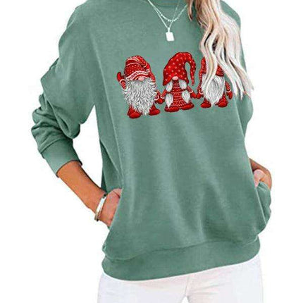 Cozy Santa Patterned Oversized Top for Festive Season
