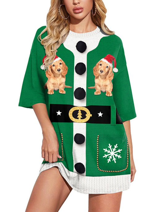 Christmas Cheer Oversized Women's Top with Festive Print