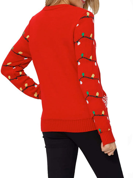 Women's Christmas Crew Neck Long Sleeve Sweater kakaclo