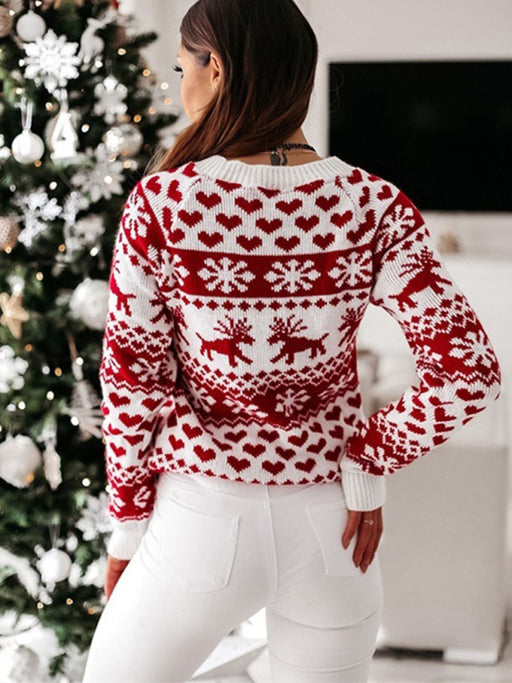 Christmas Festive Women's Sweater with Crew Neck and Long Sleeves - Versatile and Stylish Gift Option