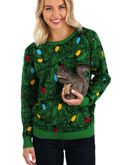Women's Festive Christmas Crew Neck Sweater - Cozy Holiday Style