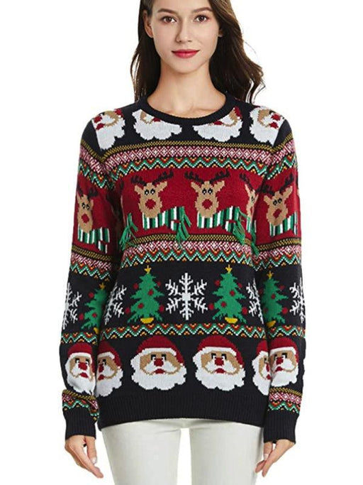 Festive Women's Holiday Sweater Set with Long Sleeves