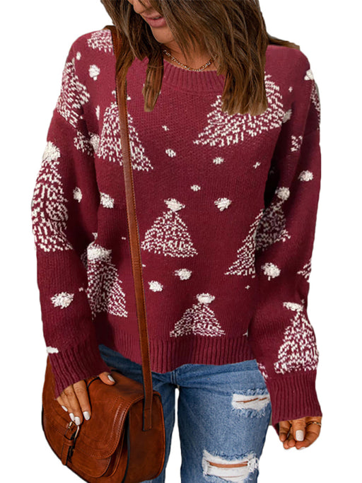 Festive Drop Shoulder Knit Sweater for Women with a Cozy Twist