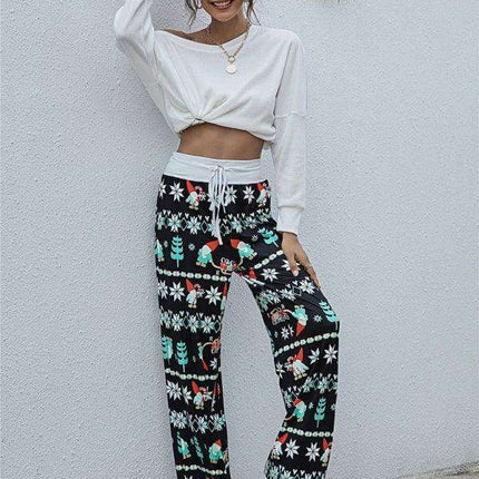 Chic Holiday Lace-Up Trousers for Women - Festive Party Pants