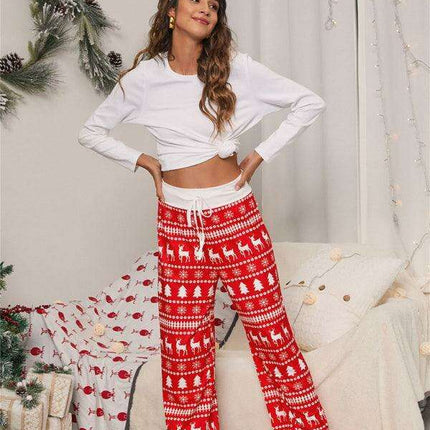 Chic Holiday Lace-Up Trousers for Women - Festive Party Pants
