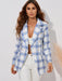 Chic Checkered Elegance: Women's Fashion Lapel Blazer