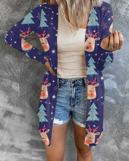 Cozy Christmas-Themed Women's Knit Cardigan - Holiday Sweater for Festive Occasions