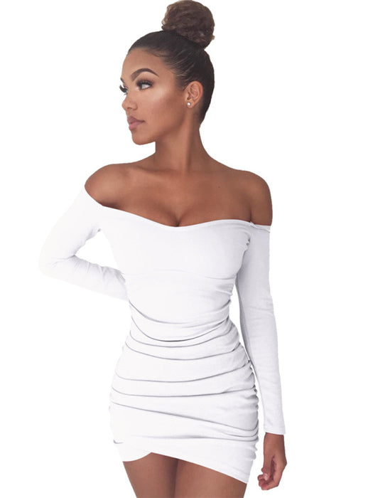 Allure Off-the-Shoulder Bodycon Dress with Long Sleeves - Elegant and Irresistibly Chic
