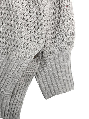 Casual Half Turtleneck Dropped Sleeve Side Slit Sweater-kakaclo-Grey-S-Très Elite