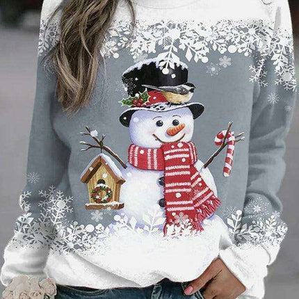 Charming Snowman-Print Women's Christmas T-Shirt Dress for Festive Fun