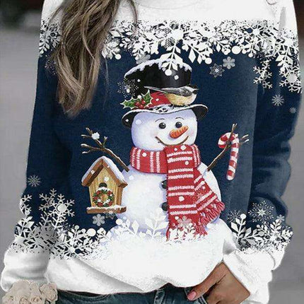 Charming Snowman-Print Women's Christmas T-Shirt Dress for Festive Fun