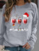 Holiday Cheer Red Wine Cup Print Sweater Dress with Raglan Sleeves for Women