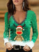 Festive Elk V-Neck Knit Sweater Dress for Women: Long-Sleeve Holiday Attire