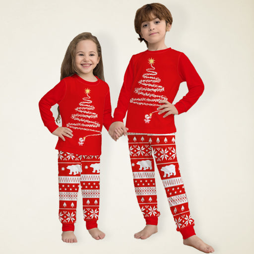 Kids' Christmas Tree Two Piece Pajamas with Fair Isle Design