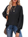 Sheer Crew Neck Ruched Balloon Sleeve Women's Long Sleeve Top