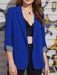 Women’s Solid Color With Roll Up Strip Print Sleeve Open Front Blazer-kakaclo-Blue-S-Très Elite